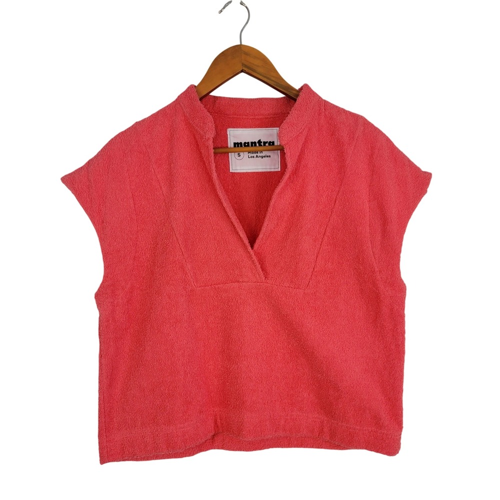 Mantra ROWLY Towel Collar Box Top Organic Cotton Coral Size Small Blouse‎ Beachy